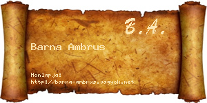 Barna Ambrus névjegykártya
